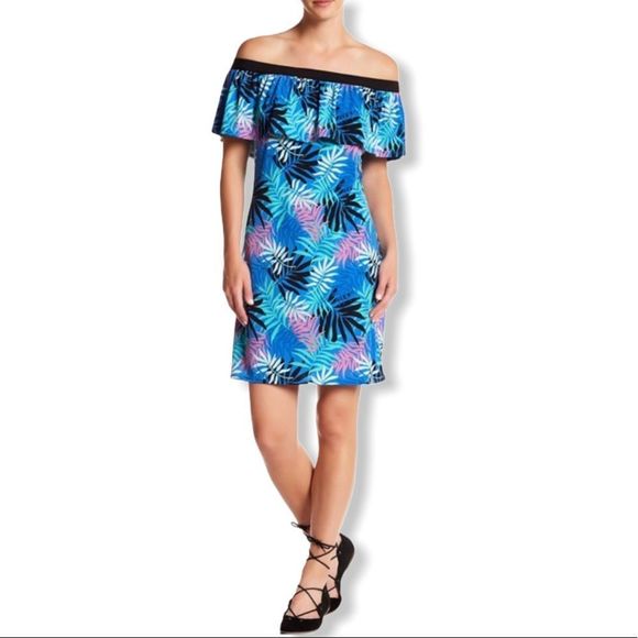 Laundry Tropical Print Off-Shoulder Dress NWT - Picture 1 of 7